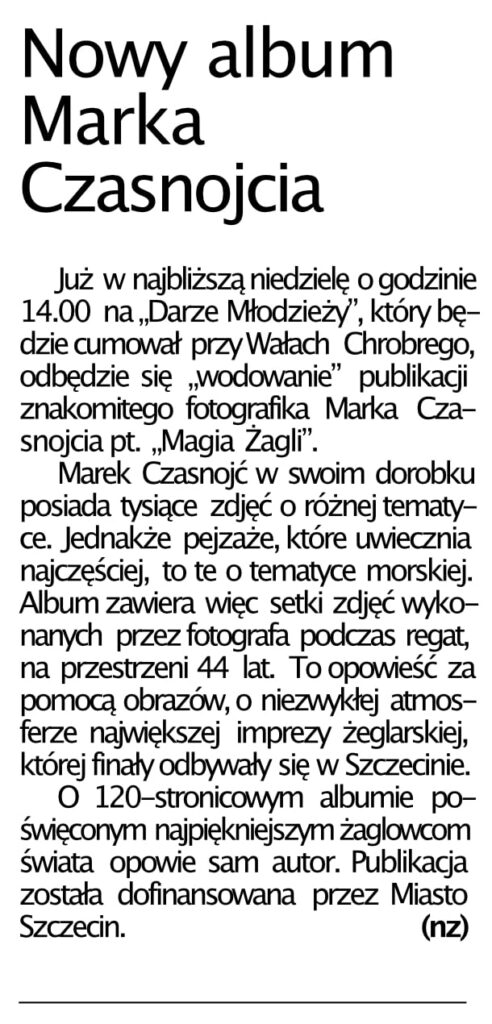 Kurier Szczeciński Magia Żagli artykuł