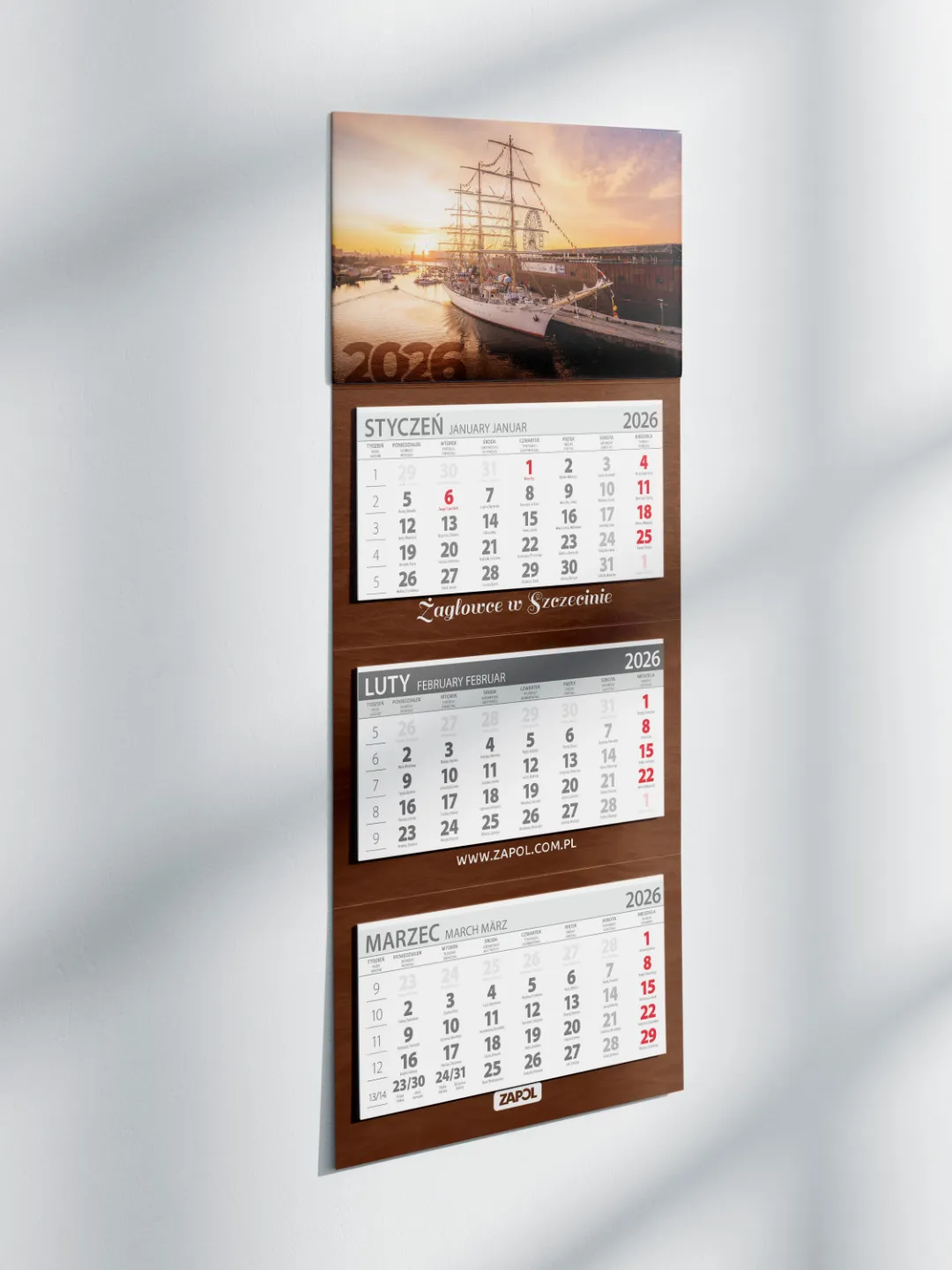 Kalendarz ścienny wyprodukowany w drukarni Zapol